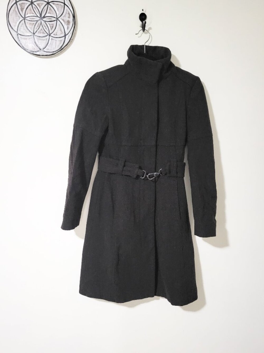 United Colors of Benetton Women's  Wool Blend Funnel-Neck Coat - Size 38 (XS)